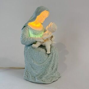 Vintage 50s Lewill VERITHIN Seated Madonna & Child Ceramic Figurine‎ Lamp Works